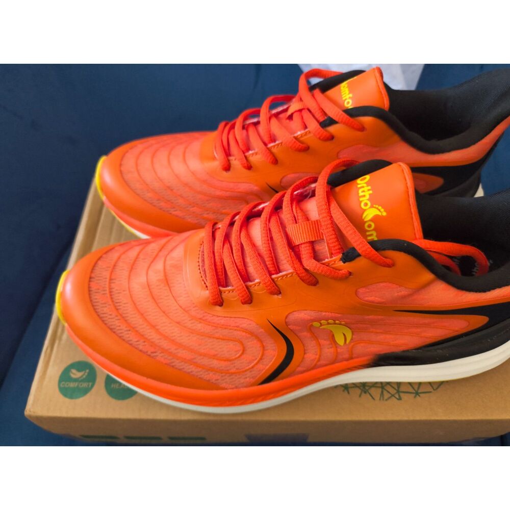 OrthoComfoot Men’s Road Running Shoes Orange/Black Size 10 (EU 42) – New in Box